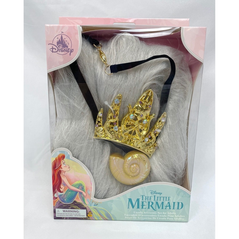 Disney Store Parks Ursula Wig Necklace Crown Adult Costume The Little Mermaid